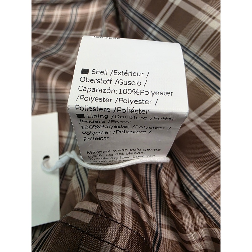 Tankaneo Womens Burgundy Harrington Jacket Plaid Lined Faux Leather Collar Sz L - Picture 8 of 9